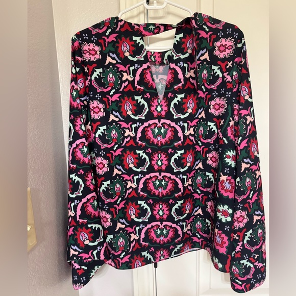 CROSBY by Mollie Burch Black and Pink Floral Blouse - Picture 3 of 4